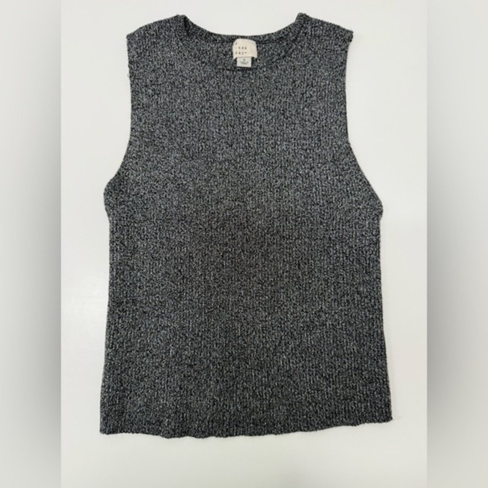 NWT A New Day Black & Silver Metallic Sleeveless Knit Top – Size M